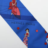 HERMES エルメス ツイリー EX-LIBRIS LES PARISIENNES ブルーロイ/ルージュ/シエル レディース シルク100％ スカーフ Aランク 中古 銀蔵