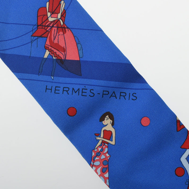 HERMES エルメス ツイリー EX-LIBRIS LES PARISIENNES ブルーロイ/ルージュ/シエル レディース シルク100％ スカーフ Aランク 中古 銀蔵