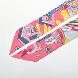 HERMES エルメス ツイリー LA SOURCE DE PEGASE ペガサスの源泉 ローズヴィフ/ジョーヌヴィフ/ブルーロイヤル レディース シルク100％ スカーフ Aランク 中古 銀蔵