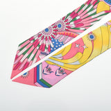 HERMES エルメス ツイリー LA SOURCE DE PEGASE ペガサスの源泉 ローズヴィフ/ジョーヌヴィフ/ブルーロイヤル レディース シルク100％ スカーフ Aランク 中古 銀蔵