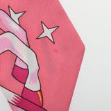 HERMES エルメス ツイリー LA SOURCE DE PEGASE ペガサスの源泉 ローズヴィフ/ジョーヌヴィフ/ブルーロイヤル レディース シルク100％ スカーフ Aランク 中古 銀蔵