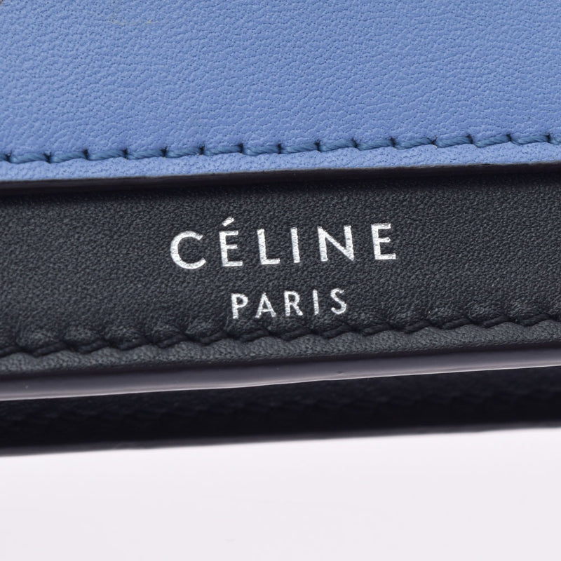 CELINE セリーヌ ポケット カードホルダー 黒/青/ベージュ 103443 レディース レザー カードケース ABランク 中古 銀蔵