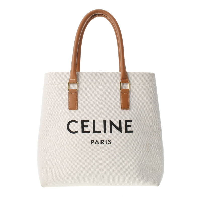 CELINE セリーヌ ホリゾンタルカバ ナチュラル/タン ゴールド金具 レディース キャンバス トートバッグ ABランク 中古 銀蔵