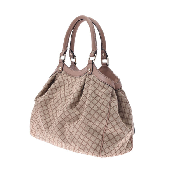 GUCCI グッチ スーキー ディアマンテ ベージュ/ピンクベージュ シルバー金具 211944 レディース キャンバス レザー ハンドバッグ Aランク 中古 銀蔵