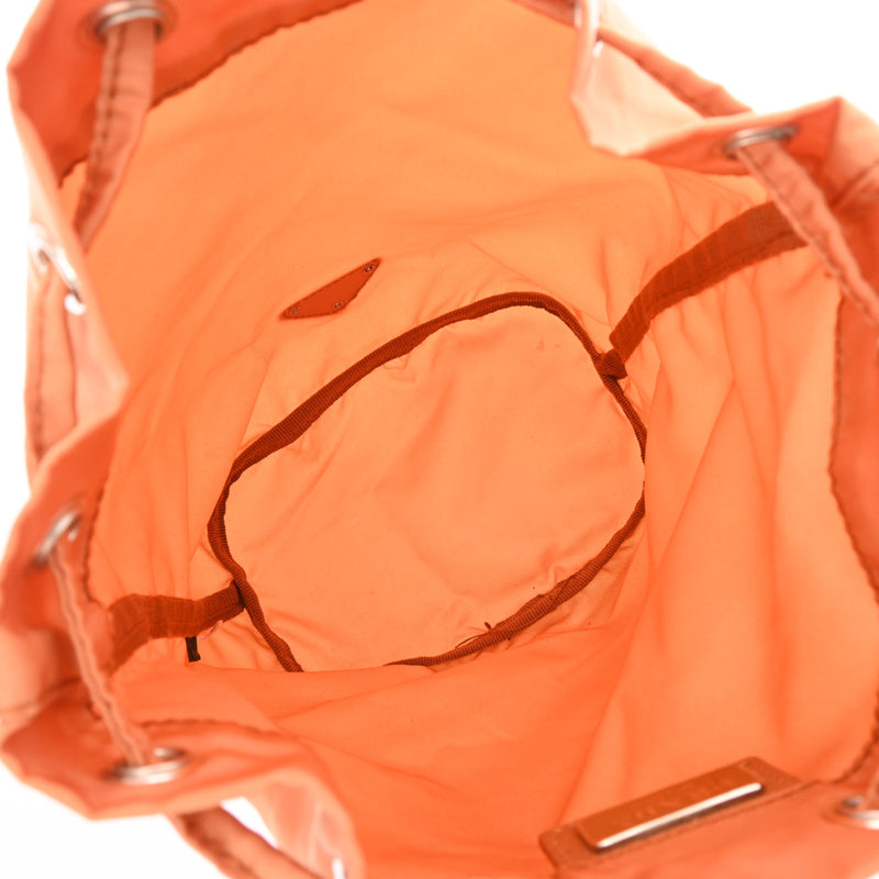 PRADA プラダ 巾着ポーチ オレンジ シルバー金具 1N0369 レディース ナイロン ポーチ Aランク 中古 銀蔵