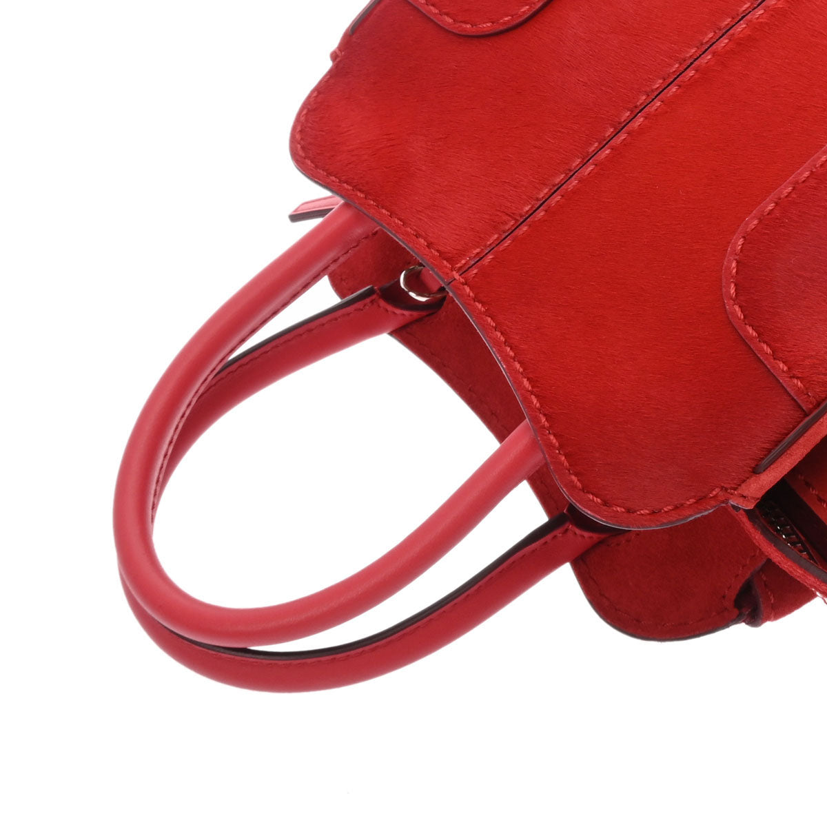 トッズセラ 2WAY レッド シルバー金具 レディース ハラコ ハンドバッグ