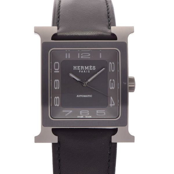 HERMES エルメス Hウォッチ HH5.841 メンズ チタン/革 腕時計 自動巻き グレー文字盤 新品 銀蔵