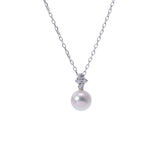 MIKIMOTO ミキモト ステーションネックレス パール ダイヤ レディース K18ホワイトゴールド ネックレス Aランク 中古 銀蔵