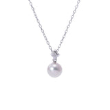 MIKIMOTO ミキモト ステーションネックレス パール ダイヤ レディース K18ホワイトゴールド ネックレス Aランク 中古 銀蔵