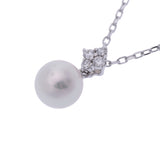 MIKIMOTO ミキモト ステーションネックレス パール ダイヤ レディース K18ホワイトゴールド ネックレス Aランク 中古 銀蔵