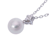 MIKIMOTO ミキモト ステーションネックレス パール ダイヤ レディース K18ホワイトゴールド ネックレス Aランク 中古 銀蔵