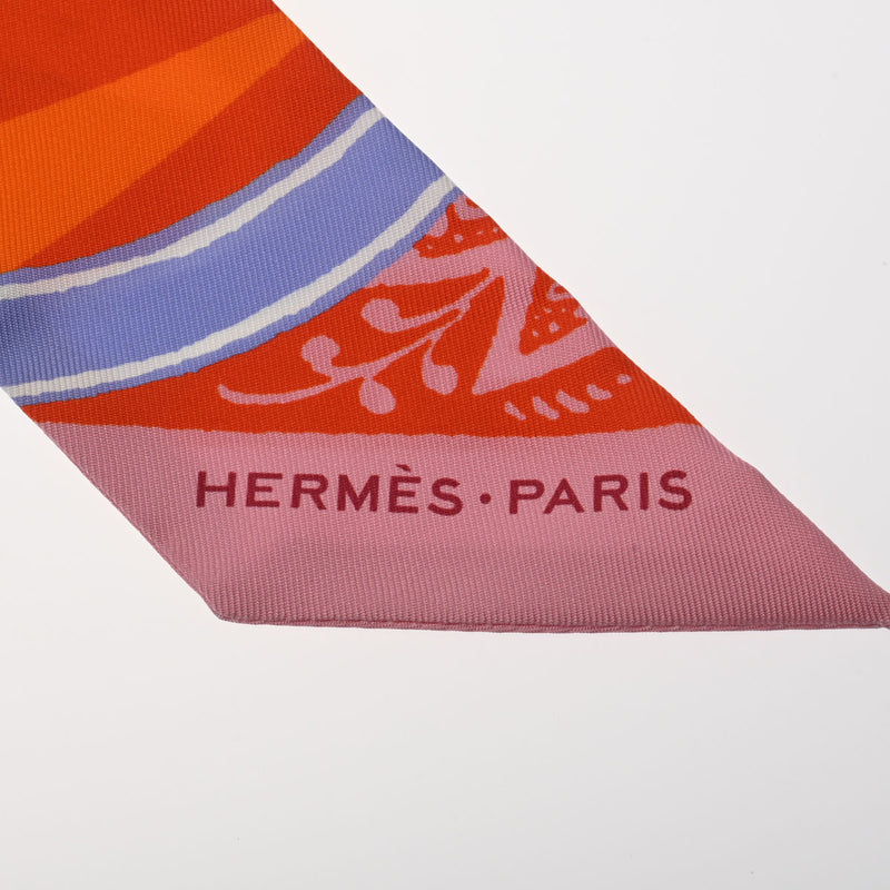 HERMES エルメス ツイリー JUE DE SOIE UNIFORME ローズ/オレンジ レディース シルク100％ スカーフ ABランク 中古 銀蔵