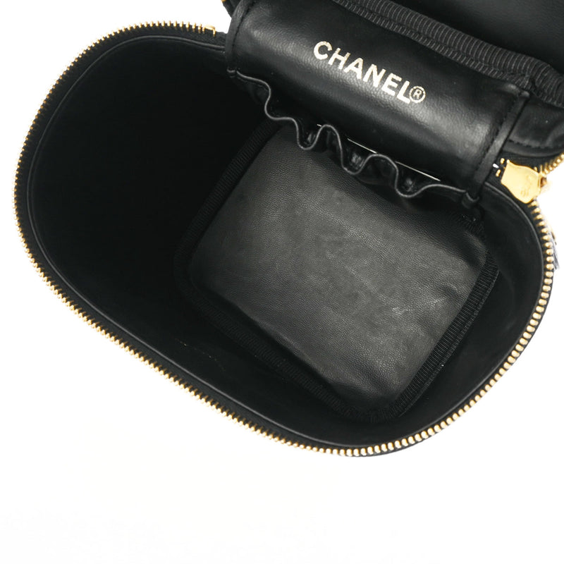 CHANEL シャネル 縦型バニティ 黒 ゴールド金具 A01998 レディース キャビアスキン ハンドバッグ Aランク 中古 銀蔵