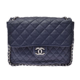 Chanel Maestro chain around Shoulder Bag Navy silver hardware Womens Soft calf shoulder bag