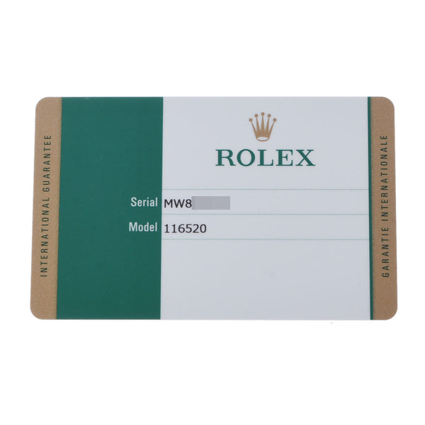 ROLEX ロレックス デイトナ デットストック サテンバックル フルステッカー 116520 メンズ SS 腕時計 自動巻き 黒文字盤 未使用 銀蔵