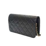 CHANEL シャネル マトラッセ チェーンショルダー 19cm 黒 ゴールド金具 レディース ラムスキン ショルダーバッグ ABランク 中古 銀蔵