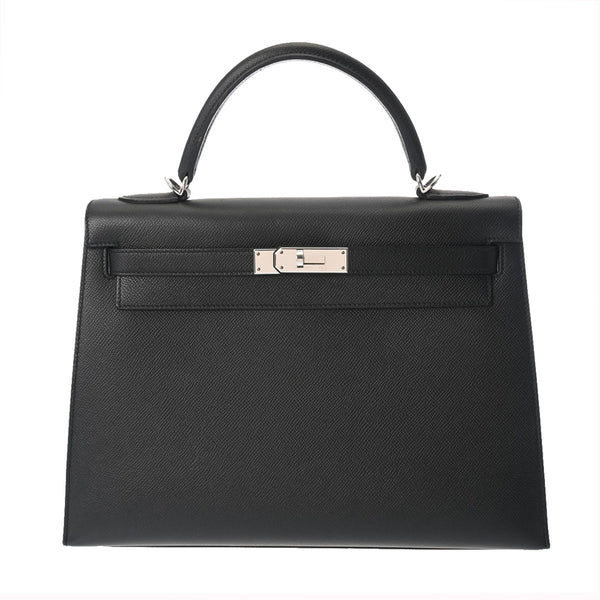 HERMES エルメス ケリー 32 外縫い 2WAY 黒 シルバー金具 - D刻印(2019年頃) レディース ヴォーエプソン ハンドバッグ ABランク 中古 銀蔵