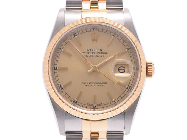 10 points for all entries★11/4(Mon)20:00-11/10(sun) 23:59】Rolex Datejust champagne dial 16233 a men'S SS/YG automatic watch A rank beauty ROLEX gala silver collection used second-hand silver collection