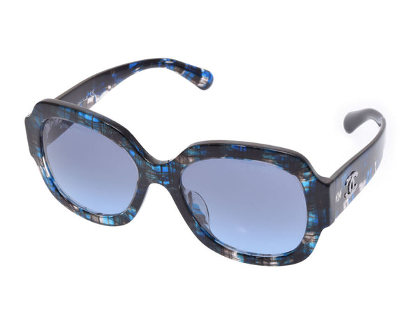 Chanel, sunglasses, acetate frame 5373-A c.1606/S2 Blue A rank, CHANEL case-box, used silver razor.