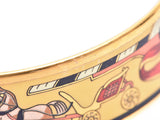 Hermes Seven Treasure Bangle Emaille GM Yellow Carriage Pattern GP Ladies AB Rank HERMES Used Ginzo