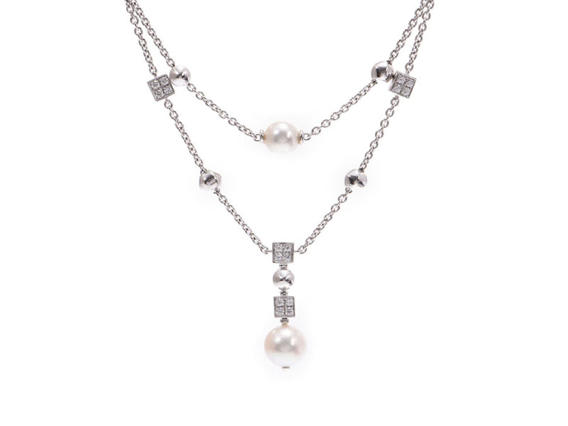 20.4 g of Bulgari Lucia necklace Lady's WG diamond pearl A rank beauty product BVLGARI used silver storehouse