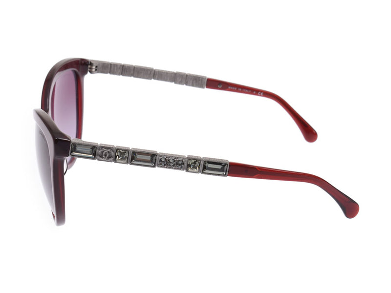 Chanel Sunglasses Side Bijoux Acetate Frame Purple Ladies AB Rank CHANEL Box Case Used Ginzo