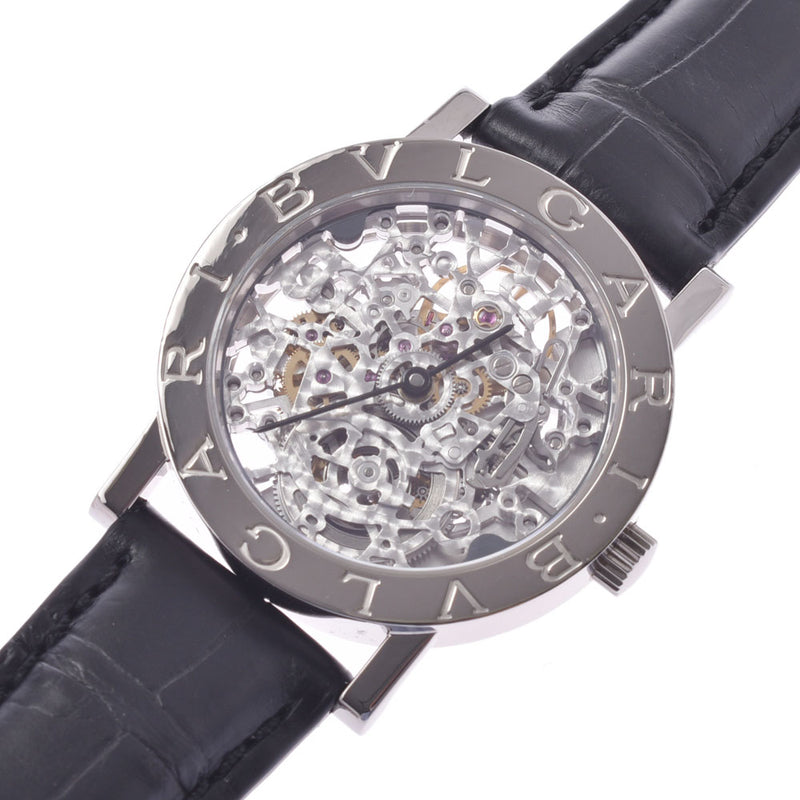 BVLGARI Bvlgari Bvlgari Bvlgari BBW33GLSKP Boys WG/Leather Watch Automatic Winding Skeleton Dial A Rank Used Ginzo