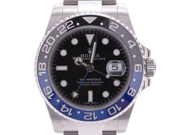Rolex GMT Master 2 Black Dial Black/Blue Bezel 116710BLNR Random Number Men's SS Automatic Winding Watch A Rank ROLEX Gala Used Ginzo