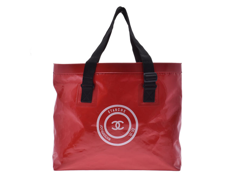 Red chanel best sale tote bag