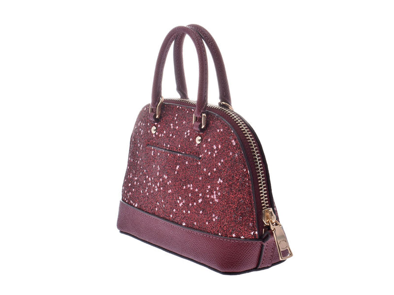 Coach 2WAY Shoulder Bag Mini Sierra Bordeaux F22891 Ladies Leather / Lame A Rank Good Condition COACH With Strap Used Ginzo