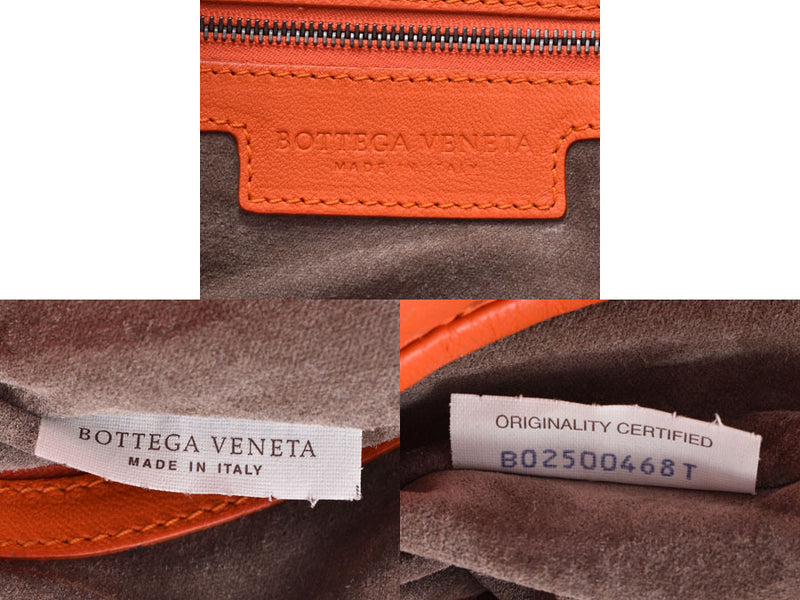 ボッテガヴェネタ ヴェネタバッグ ミディアム イントレチャート オレンジ レディース ラムスキン ABランク BOTTEGA VENETA 中古 銀蔵