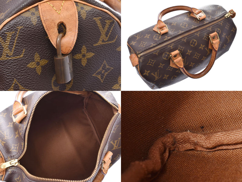 Louis Vuitton monogram Speedy 30 Brown M41526 women's genuine leather handbag B rank LOUIS VUITTON used silver