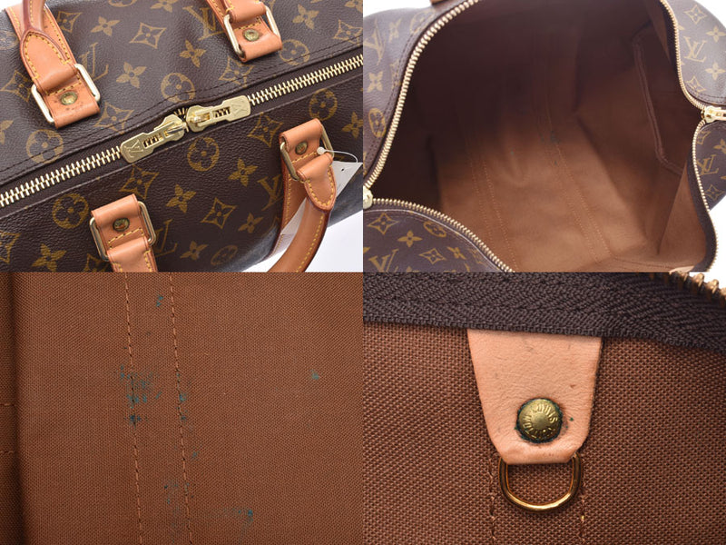 Louis Vuitton Monogram Keepall 45 Band Lier Brown M41418 Men's Women's Genuine Leather Boston Bag AB Rank LOUIS VUITTON With Strap Used Ginzo