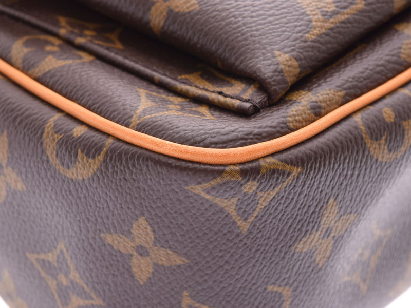 Louis Vuitton Monogram Vivasite PM Brown M51165 Women's Genuine Leather Shoulder Bag AB Rank LOUIS VUITTON Used Ginzo