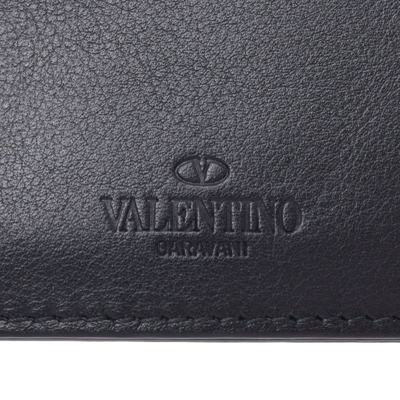 Valentino Garavani Card Case with ID Case Studs Black Unisex Leather Pass Case Used