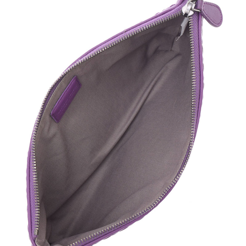 Bottega Veneta Intrecciato Purple Unisex Leather Pouch BOTTEGAVENETA Used