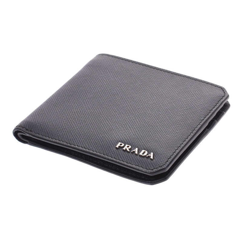 普拉达（prada）折叠钱包黑色x银色硬件男士钱包PRADA二手– 銀蔵オンライン