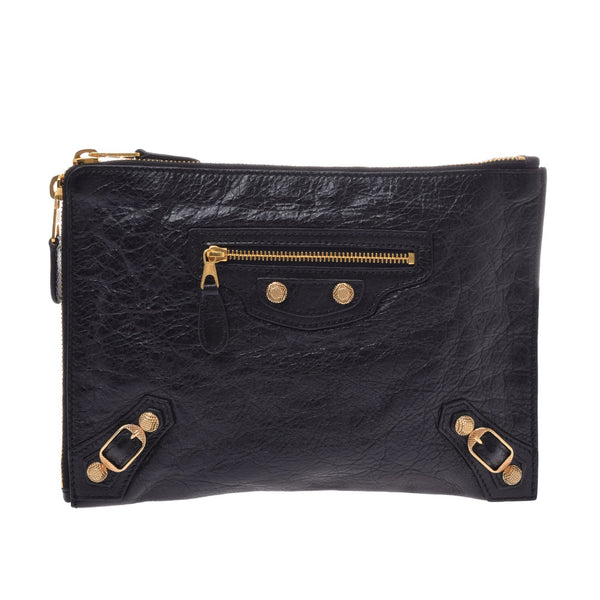 Balenciaga giant pouch black gold metal fittings unisex leather pouch 380909 BALENCIAGA used