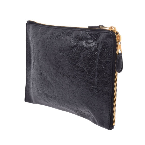 Balenciaga giant pouch black gold metal fittings unisex leather pouch 380909 BALENCIAGA used