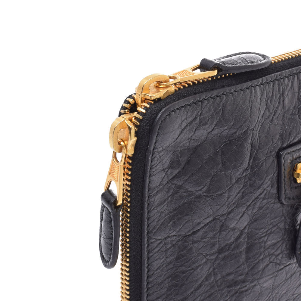 バレンシアガジャイアントポーチ 黒 ゴールド金具 ユニセックス ポーチ