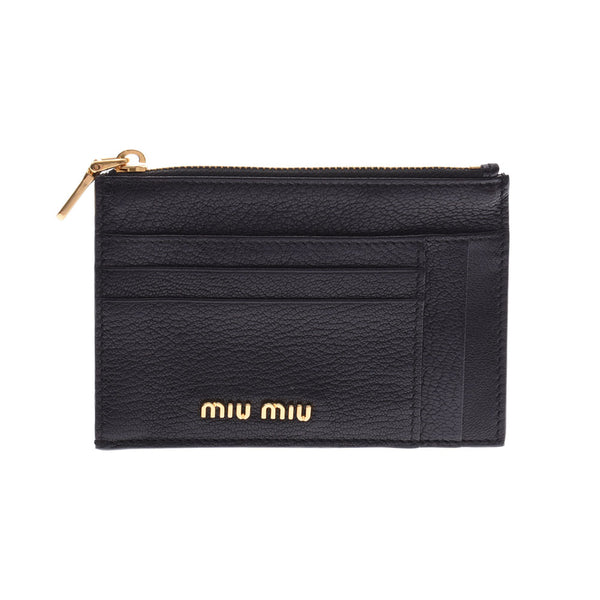 MIUMIU Miu black black ladies leather card case 5MC446 used