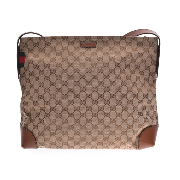 GUCCI Gucci beige unisex GG canvas shoulder bag 308930 is used