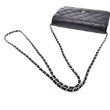 Chanel Chain Wallet Shoulder Bag Matrasse Black x Silver Hardware Ladies Caviar Skin Long Wallet CHANEL Used