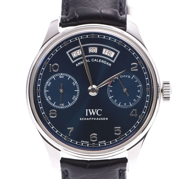 IWC SCHAFFHAUSEN Ida Brucy Schaffhausen Portugieser Annual Calendar IW503502 Men's Watch Automatic Blue Dial A Rank Used Ginzo