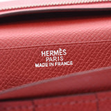 HERMES エルメスベアンスフレ 
 茶/赤×シルバー金具 □L刻印(2008年頃)刻印 ユニセックス ヴォーエプソン 二つ折り財布
 
 中古