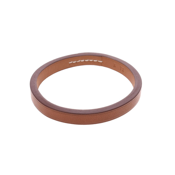 HERMES brown X engraved (around 2016) engraved unisex leather bracelet used