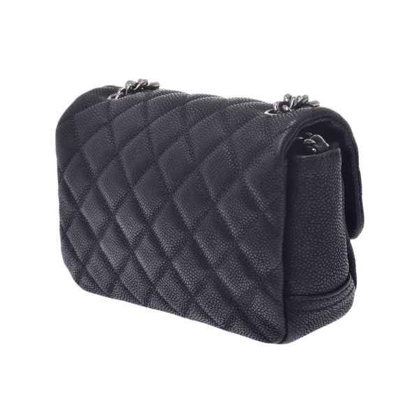 CHANEL Mattelasse Chain Shoulder Bag Black Silver Hardware Ladies Soft Caviar Skin Shoulder Bag B Rank Used Ginzo