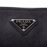 PRADA Prada Black Unisex Saffiano Clutch Bag Used