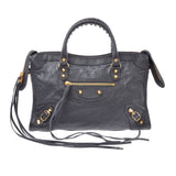 BALENCIAGA バレンシアガクラシックシティ S gray gold metal fittings Lady's leather 2WAY bag A rank used silver storehouse