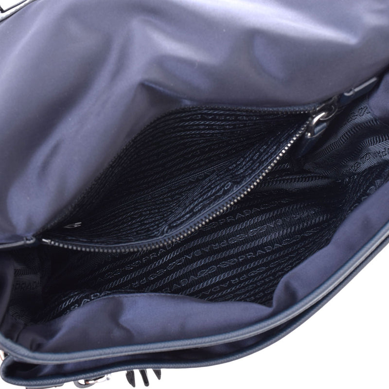 PRADA Prada navy VA0769 unisex nylon nylon / leather shoulder bag A rank used silver storehouse